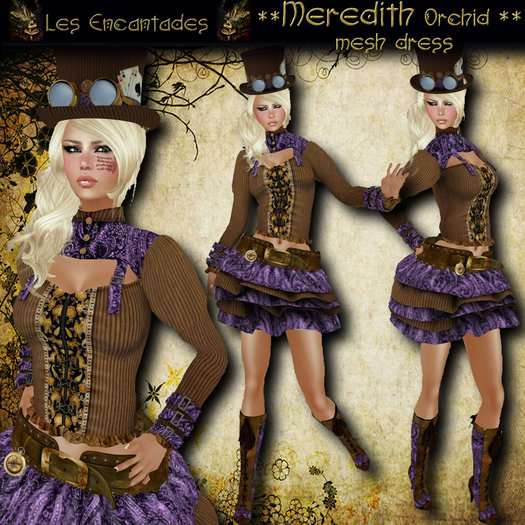 Meredith Orchid Mesh Steampunk outfit **OUTLET ITEM**