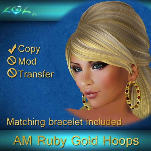 AM RUBY GOLD HOOPS
