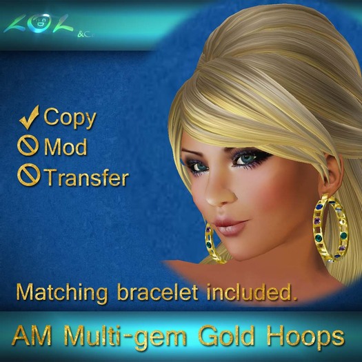 AM MULTIGEM GOLD HOOPS