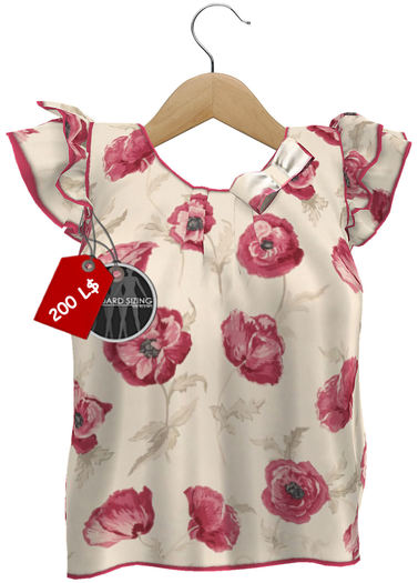 J.H.C. *Minka* MESH Ruffle Sleeve Top (ROSE FLORAL)