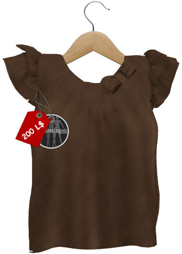 J.H.C. *Minka* MESH Ruffle Sleeve Top (BROWN)