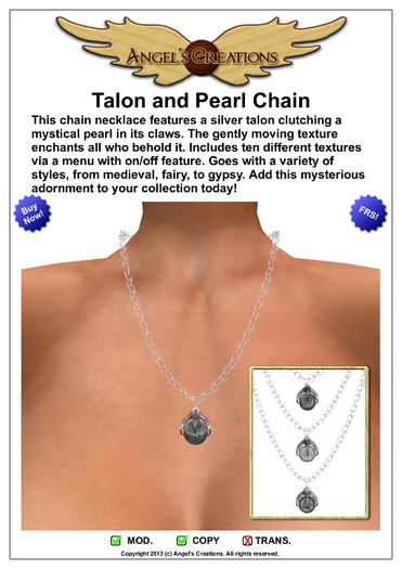 Angel's Creations: Talon & Pearl Silver Chain Necklace