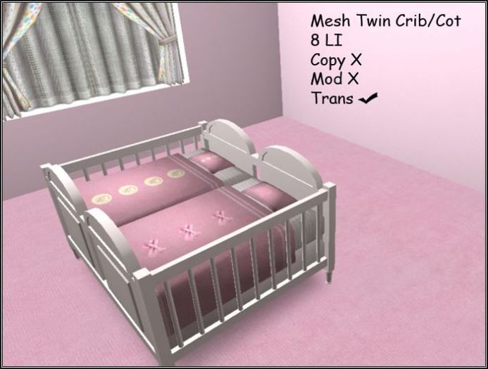 Mesh Twin Crib/Cot Pink