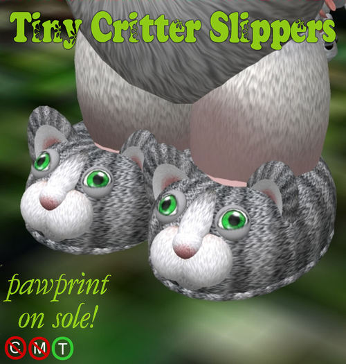 Tiny Black Kitty Slippers
