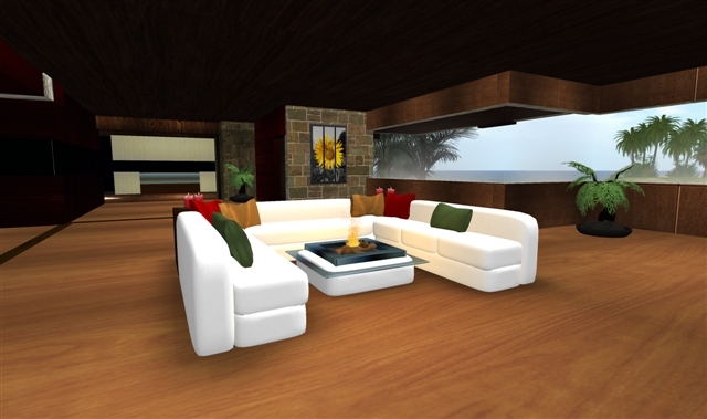 Amey's White Couch - animated sits & fire