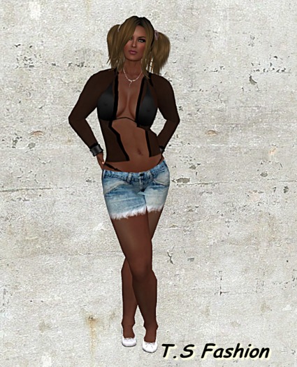 Bluse Transparent black - Jeans Shorts