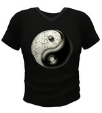 Mens V Neck T - Yin Yang B&W