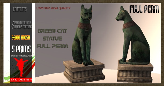 Green Cat Statue Full Perm