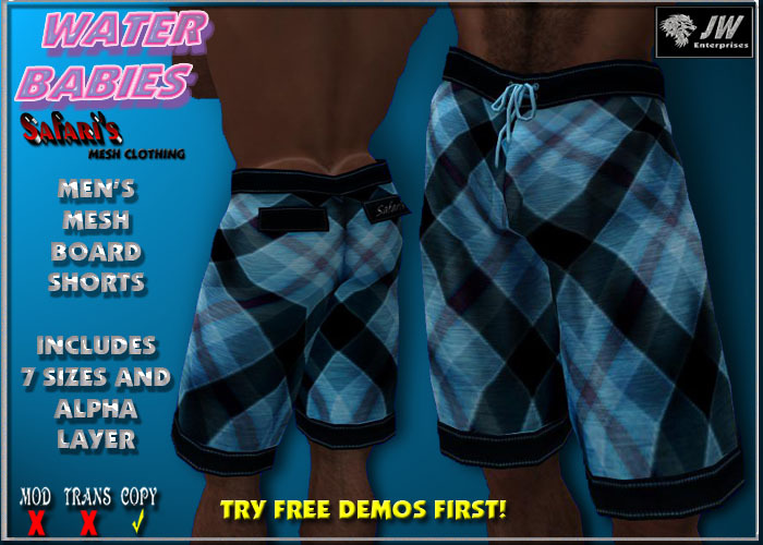 Safari's - Men's Boards Plaid Blue