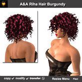 A&A Riha Hair Burgundy (Special Color). Rich spiral curls shoulder length hair.
