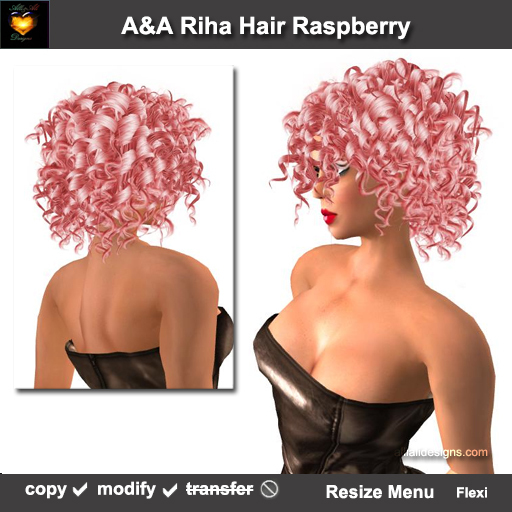 A&A Riha Hair Raspberry (Special Color). Rich spiral curls shoulder length hair.