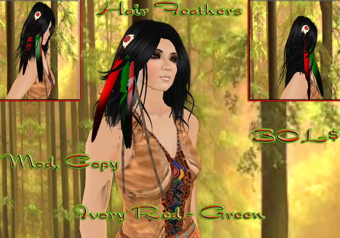 Native feathers Red-green 