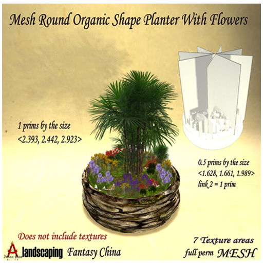 Mesh Round Organic Shape Planter With Flowers full perm 