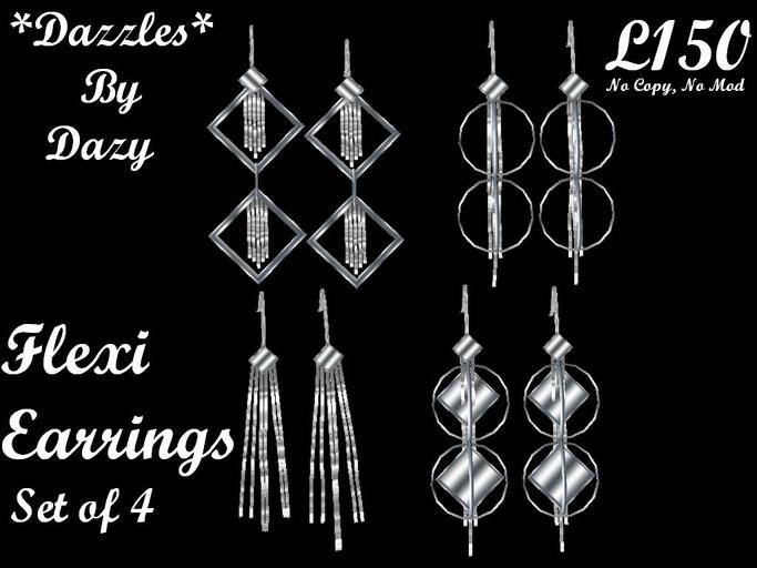 Silver Flexi Earrings Set of 4 Box