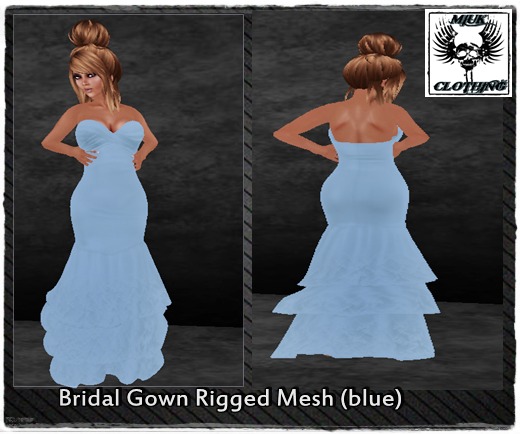 MIUK - Mesh 3 Tiers Bridal Gown Blue Dress  XS S M L XL