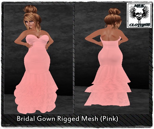 MIUK - Mesh 3 Tiers Bridal Gown Pink Dress  XS S M L XL
