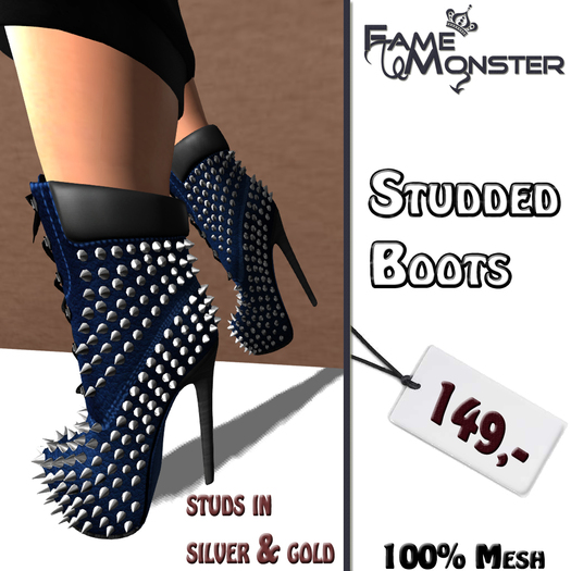 ~FM~ Studded Boots - Blue