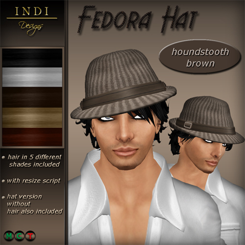 INDI Designs - Fedora Hat houndstooth brown