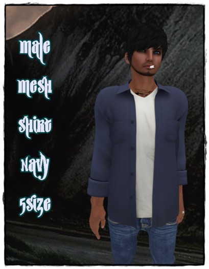 Navy Mesh_Men's Open Shirt