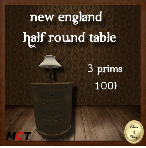 P&T- New England Half Round side table-brown set