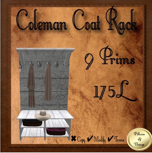P&T- Coleman Coat Rack-white & Pink