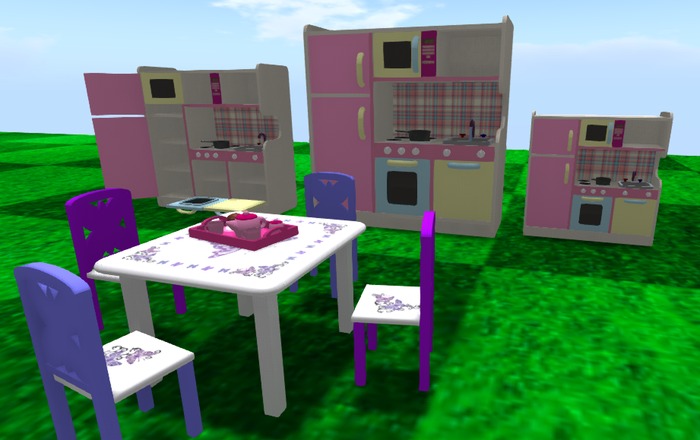 Kid's Kitchen with tea party table and chairs 