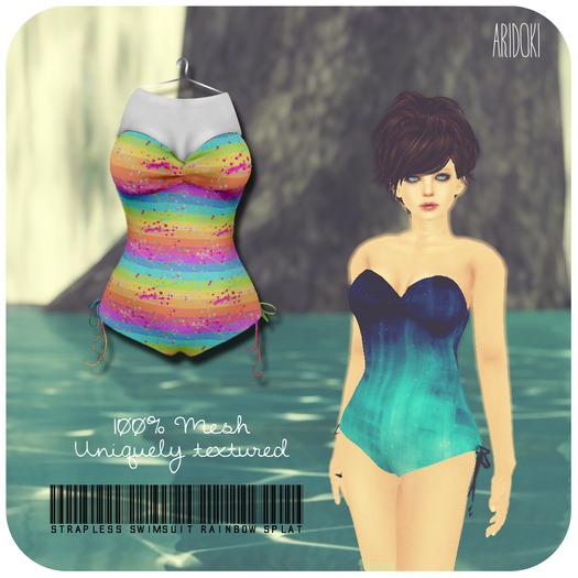 ARIDOKI Strapless Swimsuit Rainbow Splat