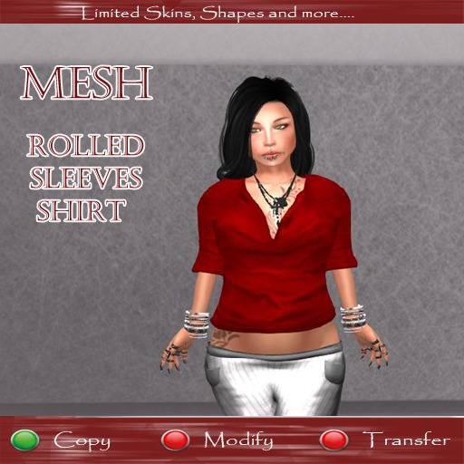 .::[> C.H.D <]::. [MESH] Rolled Sleeves Shirt Red