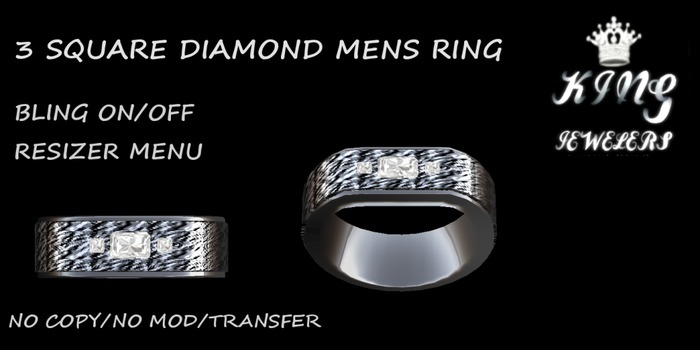 KJ-3 SQUARE DIAMOND MENS RING (BOXED)