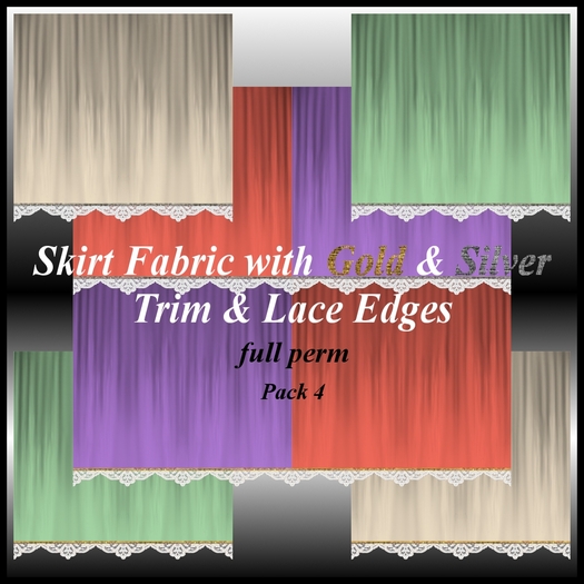 Eternal Creativity ~ Fabric w/ Silver Trim & Lace Edges sample pack
