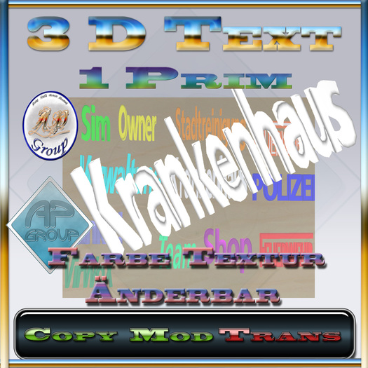 3 D Text KRANKENHAUS