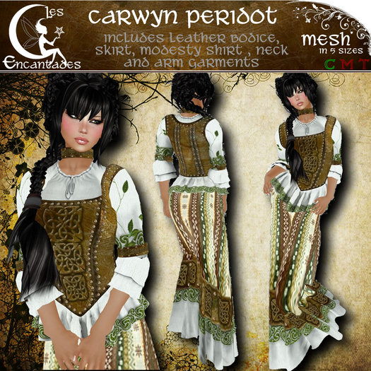 Carwyn Peridot - Celtic medieval mesh outfit **OUTLET**