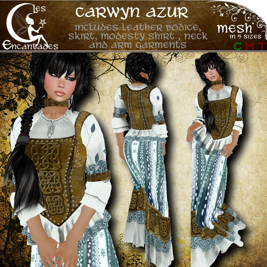 Carwyn Azur - Celtic medieval mesh outfit **OUTLET**