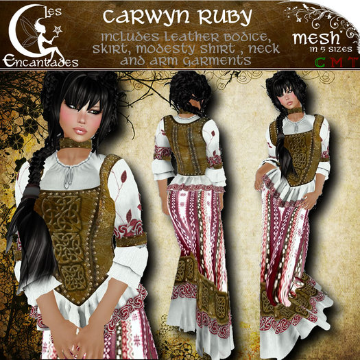 Carwyn Ruby - Celtic medieval mesh outfit **OUTLET**