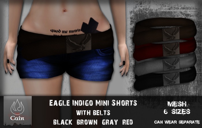 Cain - Eagle - Indigo Mini Shorts