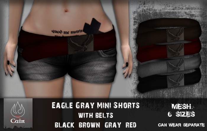 Cain - Eagle - Gray Mini Shorts
