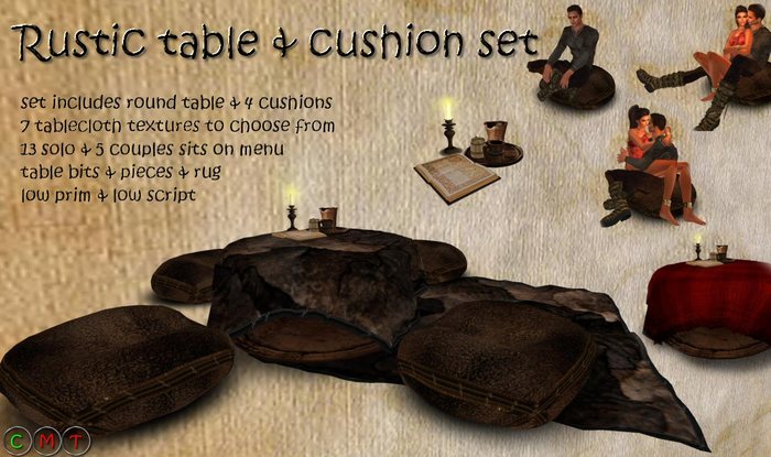 Rustic table & cushion set