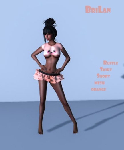 !BriLan! Ruffle Skirt Short mesh orange