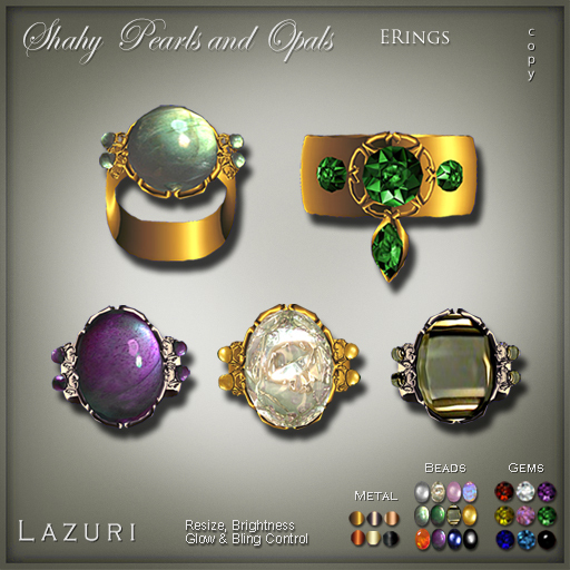 [< Lazuri >] Shahy Pearls and Opals Rings - SALE