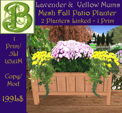 Mesh Fall Patio Planter  Lavender & Yellow Mums.- 2 Planters = 1 Prim