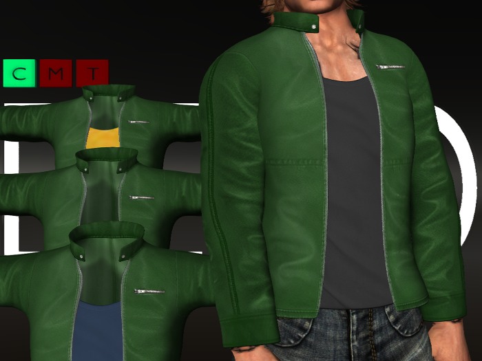*S.D* - Mesh Green Leather Jacket with & without Tee in 9 Colors *DEMO Version*