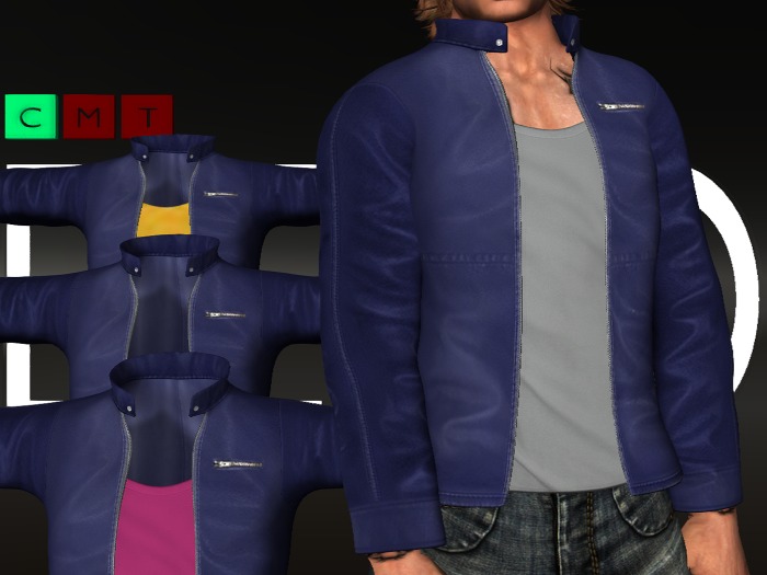 *S.D* - Mesh Blue Leather Jacket with & without Tee in 9 Colors *DEMO Version*