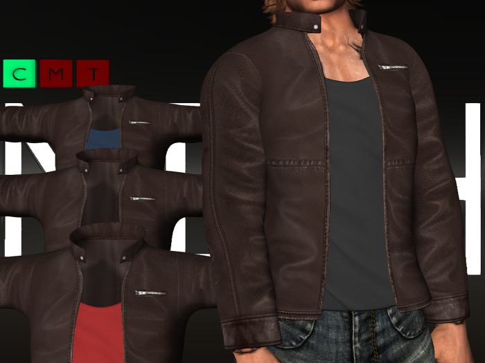*S.D* Brown Leather Jacket with & without Tee in 9 Colors *FULL Version*