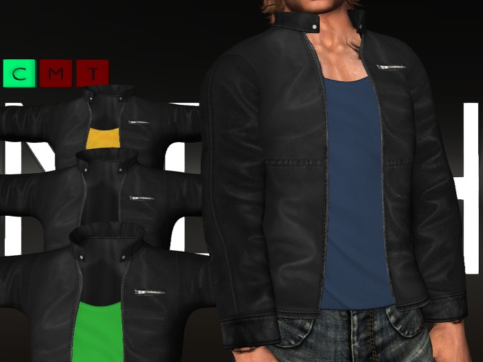*S.D* Black Leather Jacket with & without Tee in 9 Colors *FULL Version*