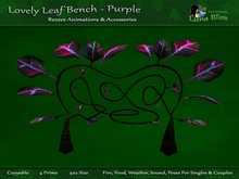 Bench - Lovely Leaf Bench - Purple - Includes Animations & Accessories