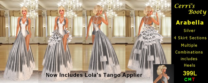 Cerri's Arabella Gown Silver with Lola's Tango Applier
