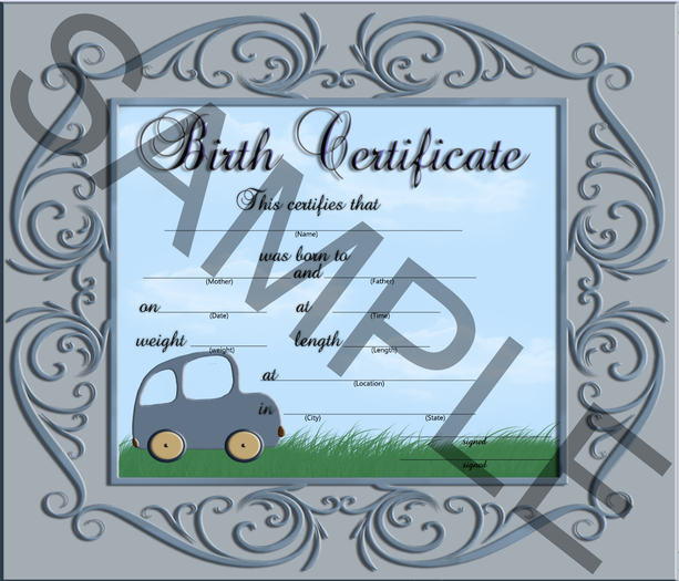 Birth Certificate Cars - FULL PERM