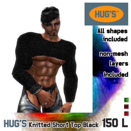 HUG'S Knitted Short Top BLACK