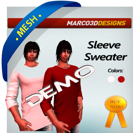Sleeve Sweater MESH White- Red -DEMO