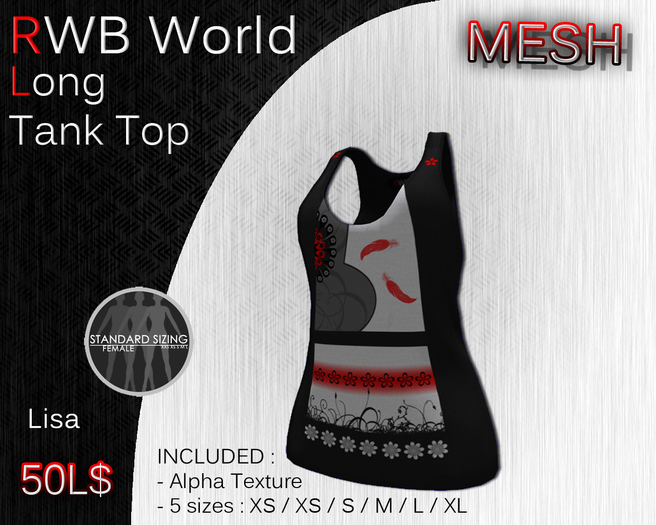 [RWB] - Mesh - Long Tank Top Lisa 